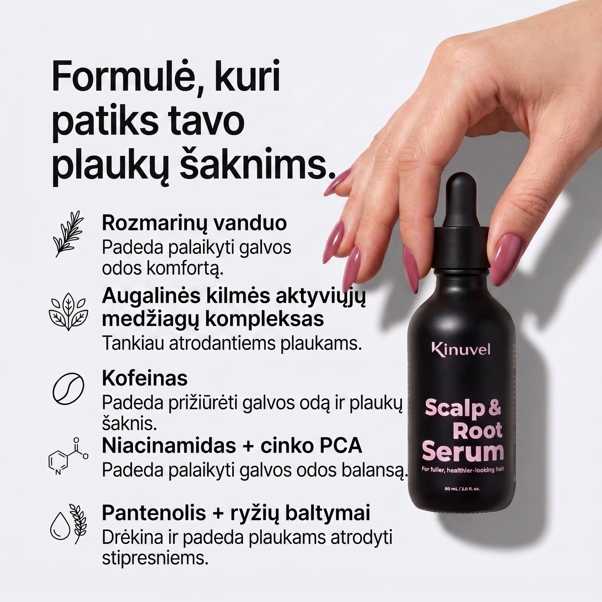 Galvos odos ir plaukų šaknų serumas